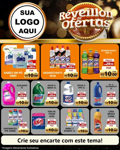 Modelo de Rede Social para Feed Instagram com o tema Réveillon de Ofertas para Produtos de Limpeza