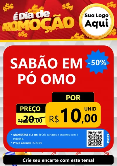 Modelo de Cartaz para Cartaz A4 Vertical com o tema É Dia De Promoção para Produtos de Limpeza