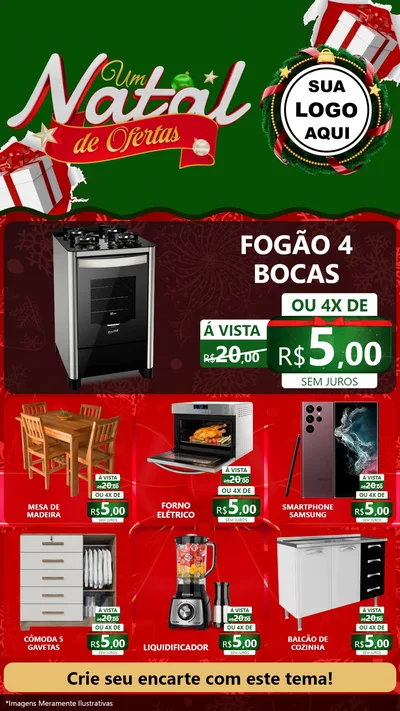 Modelo de Rede Social para Stories com o tema Um Natal de Ofertas para Móveis e Eletro