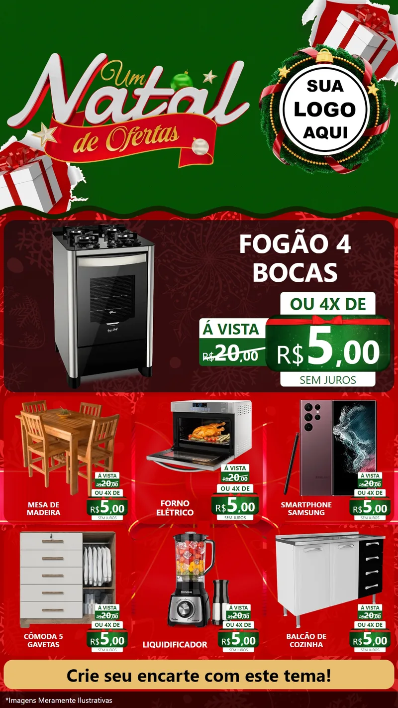 Modelo de Rede Social para Stories com o tema Um Natal de Ofertas para Móveis e Eletro