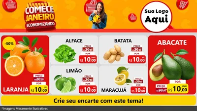 Modelo de TV para TV Horizontal com o tema Comece Janeiro Economizando para Hortifrúti