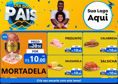 Modelo de Encarte para Encarte A4 Horizontal com o tema Dia dos Pais para Frios e Laticínios