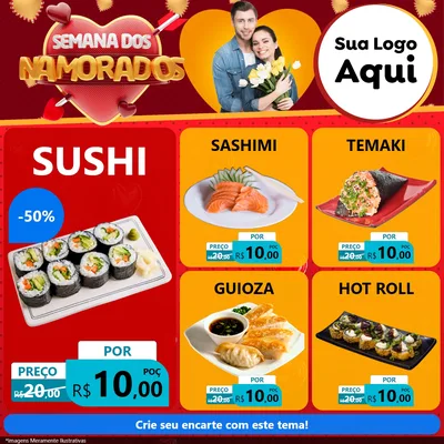 Modelo de Rede Social para Feed Facebook com o tema Semana dos Namorados para Comida japonesa