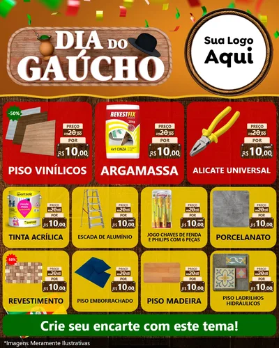 Modelo de Rede Social para Feed Instagram com o tema Dia do Gaúcho para Material para Construção