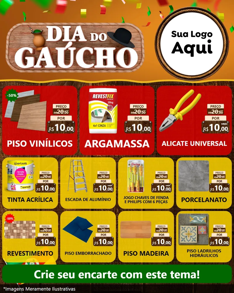 Modelo de Rede Social para Feed Instagram com o tema Dia do Gaúcho para Material para Construção