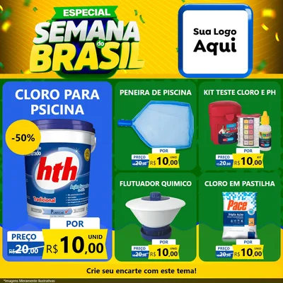 Modelo de Rede Social para Feed Facebook com o tema Especial Semana do Brasil para Produtos para Piscina