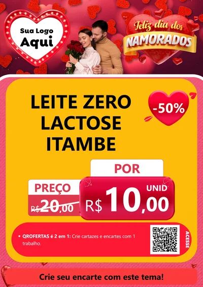 Modelo de Cartaz para Cartaz A4 Vertical com o tema Feliz Dia Dos Namorados para Frios e Laticínios