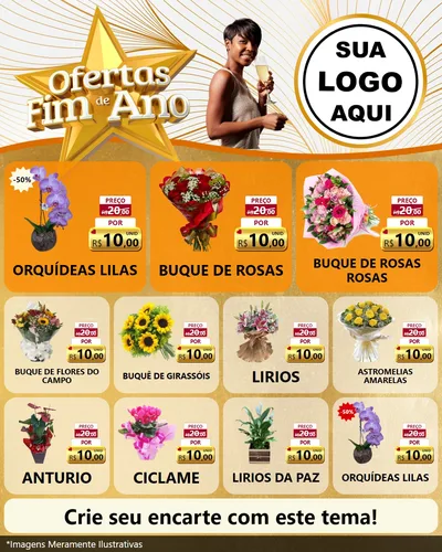 Modelo de Rede Social para Feed Instagram com o tema Ofertas Fim de Ano para Floricultura e jardim