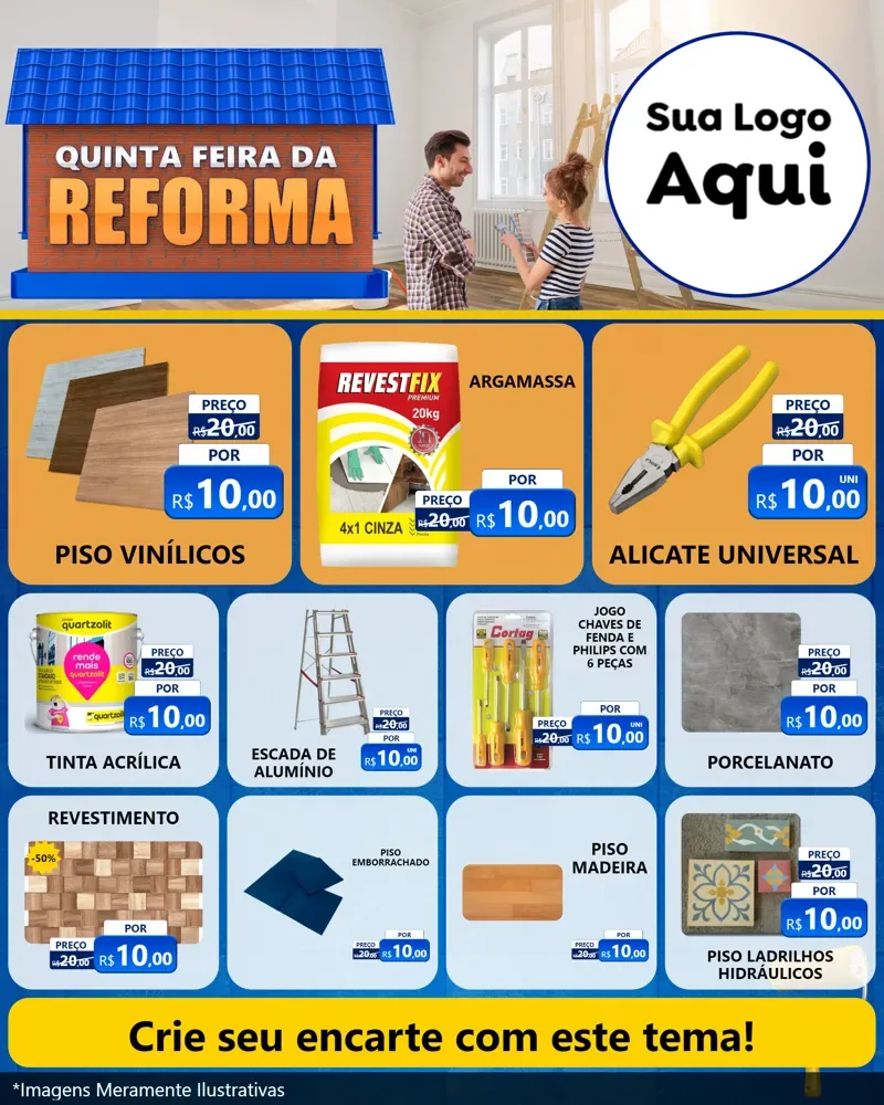 Modelo de Rede Social para Feed Instagram com o tema Quinta-feira da Reforma para Material para Construção