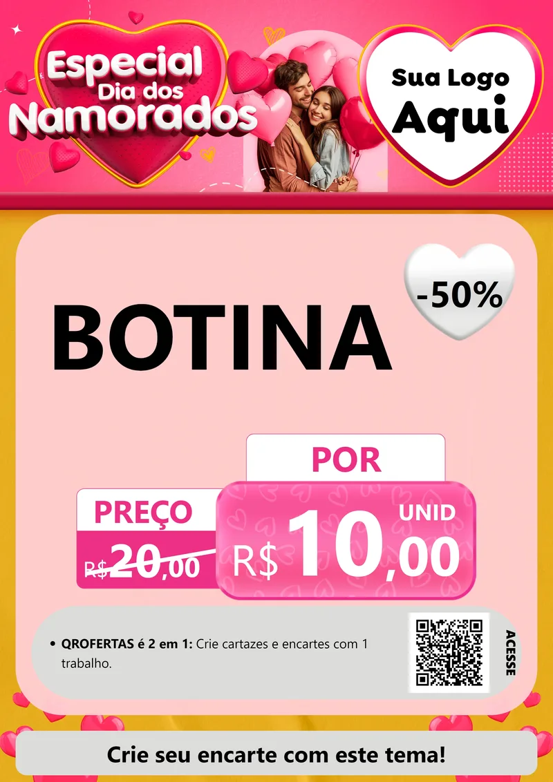 Modelo de Cartaz para Cartaz A4 Vertical com o tema Especial Dia dos Namorados para Agropecuária