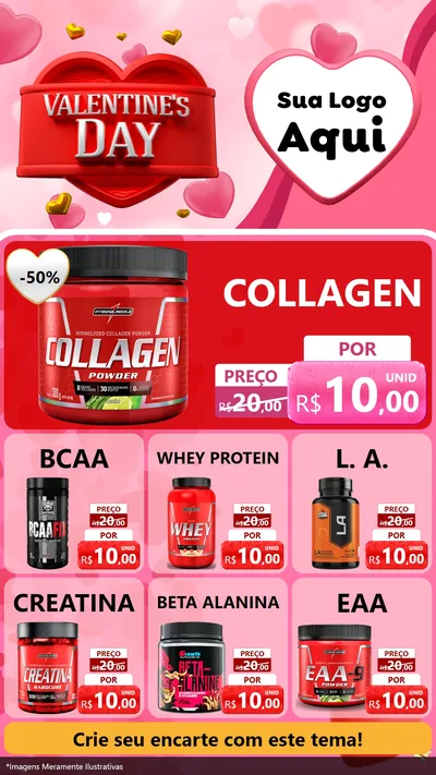 Modelo de Rede Social para Stories com o tema Valentine's Day para Suplementos alimentares