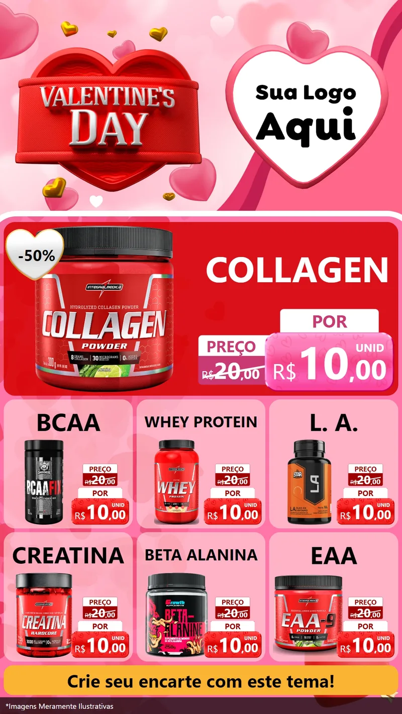Modelo de Rede Social para Stories com o tema Valentine's Day para Suplementos alimentares
