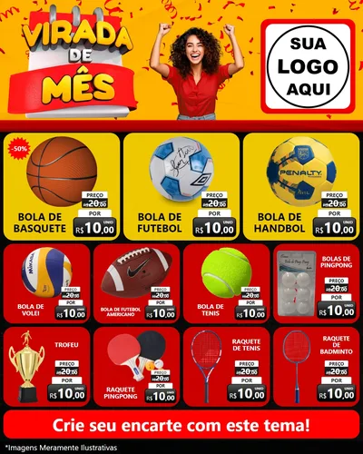 Modelo de Rede Social para Feed Instagram com o tema Virada de Mês para Artigos Esportivos