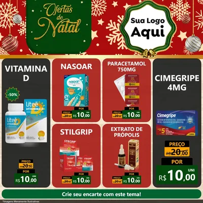 Modelo de Rede Social para Feed Facebook com o tema Natal de Ofertas para Farmácia