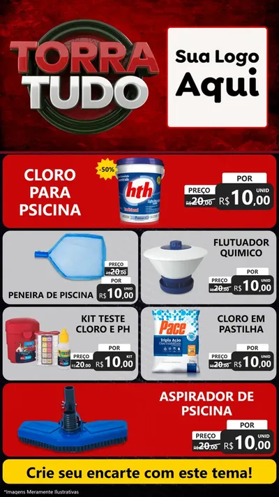 Modelo de TV para TV Vertical com o tema Torra Tudo para Produtos para Piscina