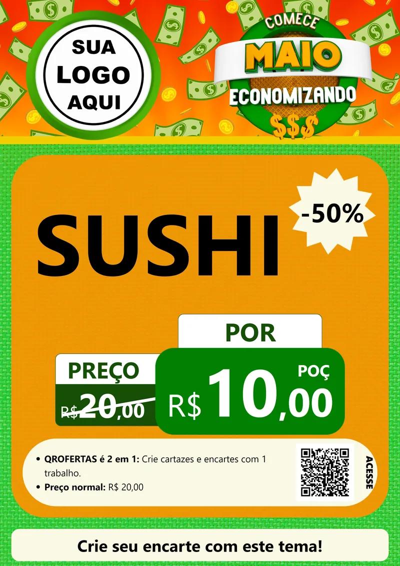 Modelo de Cartaz para Cartaz A4 Vertical com o tema Comece Maio Economizando para Comida japonesa