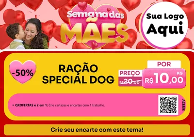 Modelo de Cartaz para Cartaz A4 Horizontal com o tema Semana Das Mães para Pet Shop