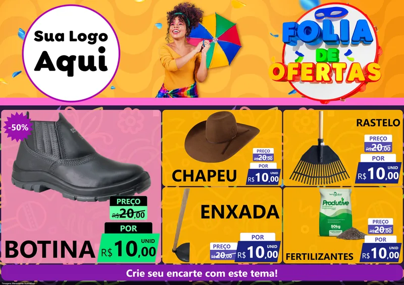 Modelo de Encarte para Encarte A4 Horizontal com o tema Folia de Ofertas para Agropecuária
