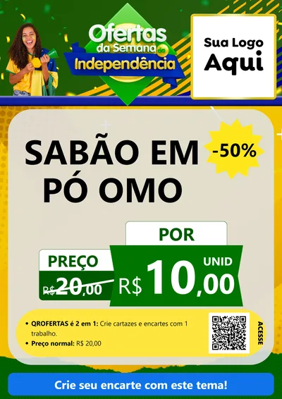 Modelo de Cartaz para Cartaz A4 Vertical com o tema Ofertas da Semana da Independência para Produtos de Limpeza