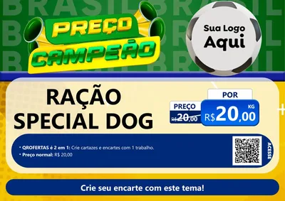 Modelo de Cartaz para Cartaz A4 Horizontal com o tema Preço Campeão - Copa para Pet Shop