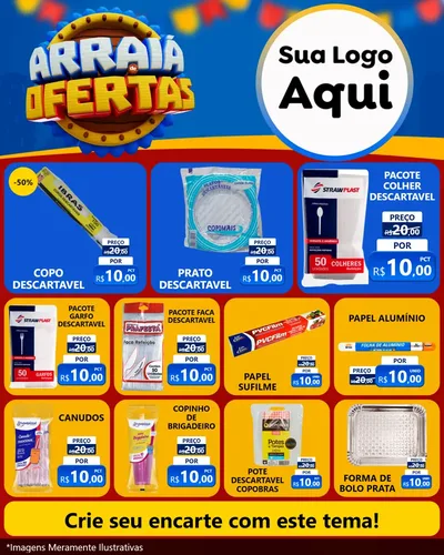 Modelo de Rede Social para Feed Instagram com o tema Arraiá de Ofertas - Junina para Embalagens