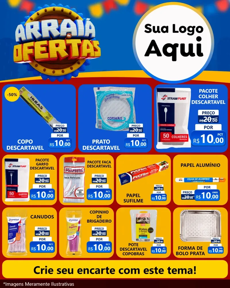 Modelo de Rede Social para Feed Instagram com o tema Arraiá de Ofertas - Junina para Embalagens