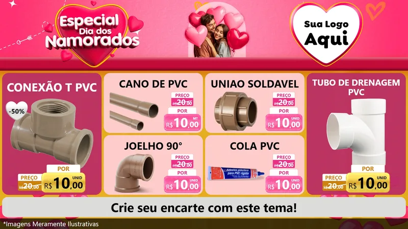 Modelo de TV para TV Horizontal com o tema Especial Dia dos Namorados para Tubos e conexões