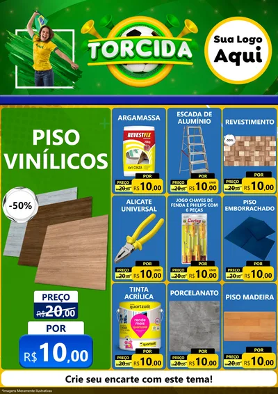 Modelo de Encarte para Encarte A4 Vertical com o tema Torcida para Material para Construção