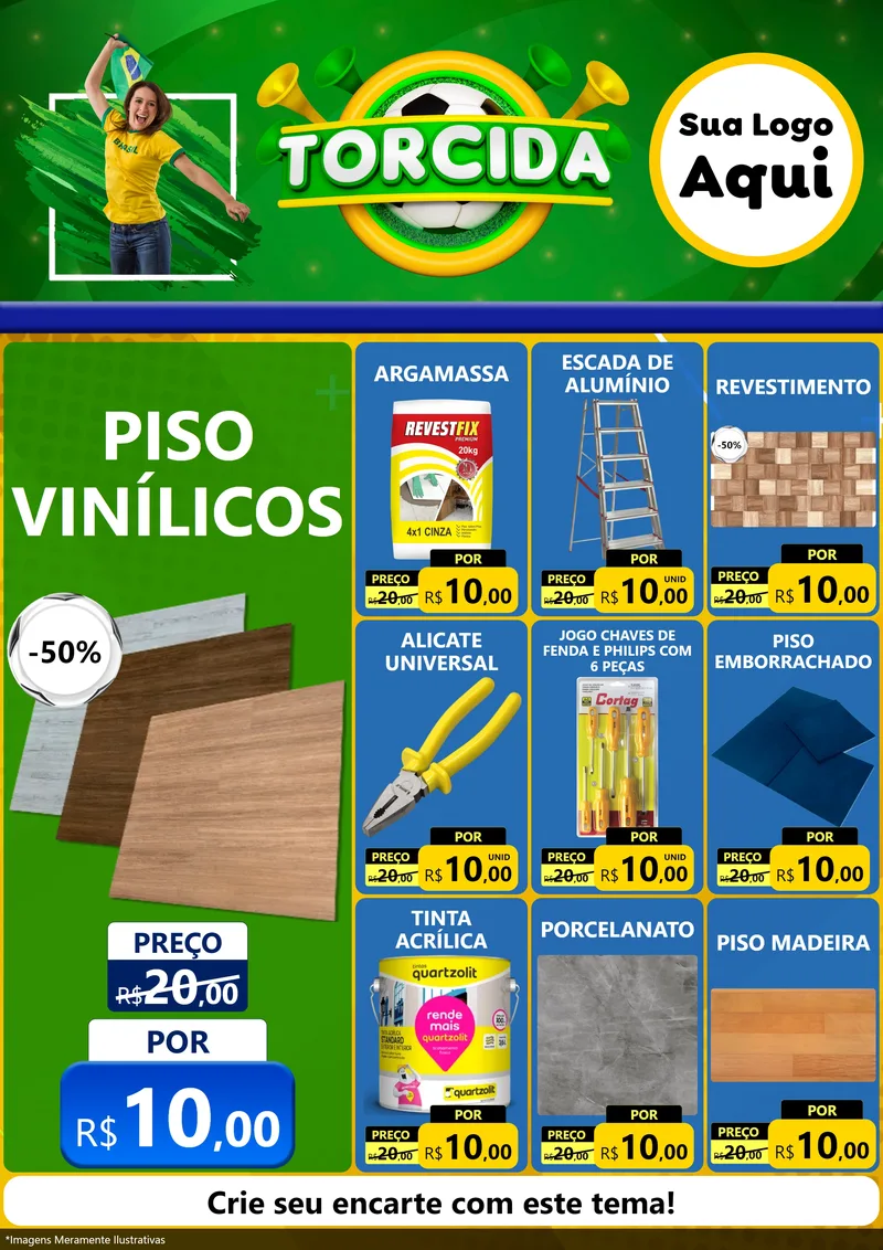 Modelo de Encarte para Encarte A4 Vertical com o tema Torcida para Material para Construção