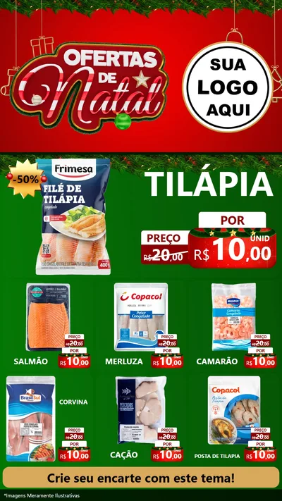 Modelo de Rede Social para Stories com o tema Ofertas de Natal para Peixaria