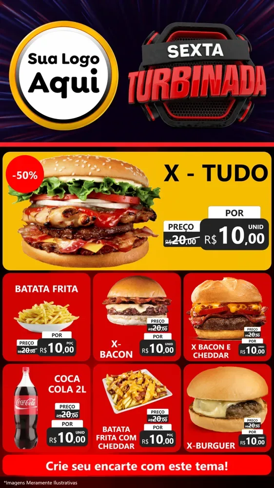 Modelo de Rede Social para Stories com o tema Sexta Turbinada para Hamburgueria