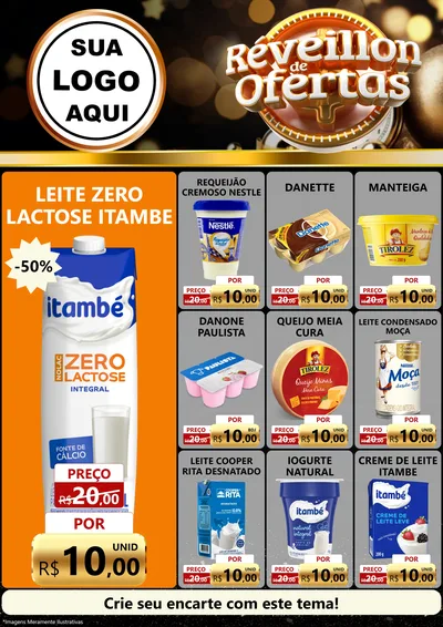 Modelo de Encarte para Encarte A4 Vertical com o tema Réveillon de Ofertas para Frios e Laticínios