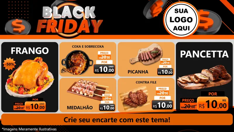 Modelo de TV para TV Horizontal com o tema Black Friday para Assados