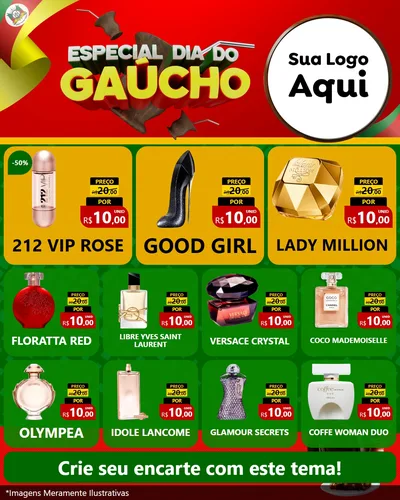 Modelo de Rede Social para Feed Instagram com o tema Especial Dia do Gaúcho para Perfumes
