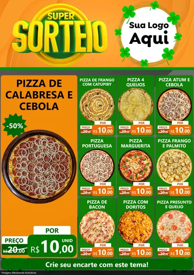 Modelo de Encarte para Encarte A4 Vertical com o tema Super Sorteio para Pizzaria