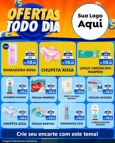 Modelo de Rede Social para Feed Instagram com o tema Ofertas Todo Dia para Bebês