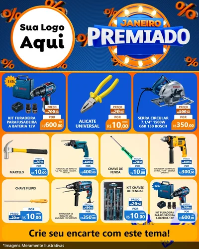 Modelo de Rede Social para Feed Instagram com o tema Janeiro Premiado para Maquinas e Ferramentas