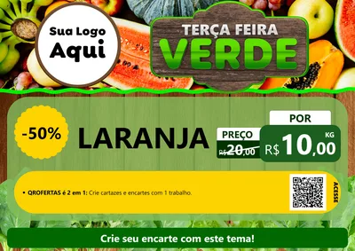 Modelo de Cartaz para Cartaz A4 Horizontal com o tema Terça-feira Verde para Hortifrúti