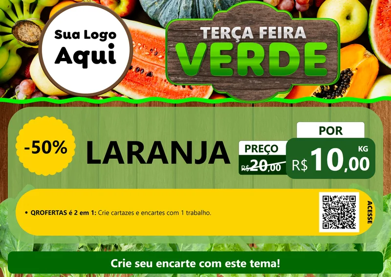 Modelo de Cartaz para Cartaz A4 Horizontal com o tema Terça-feira Verde para Hortifrúti