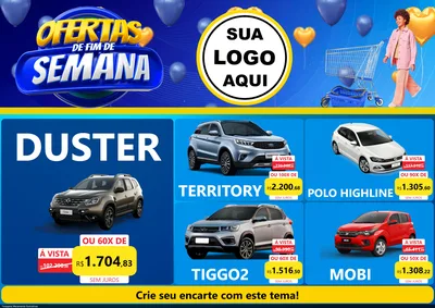 Modelo de Encarte para Encarte A4 Horizontal com o tema Ofertas de Fim de Semana para Concessionaria de Carros