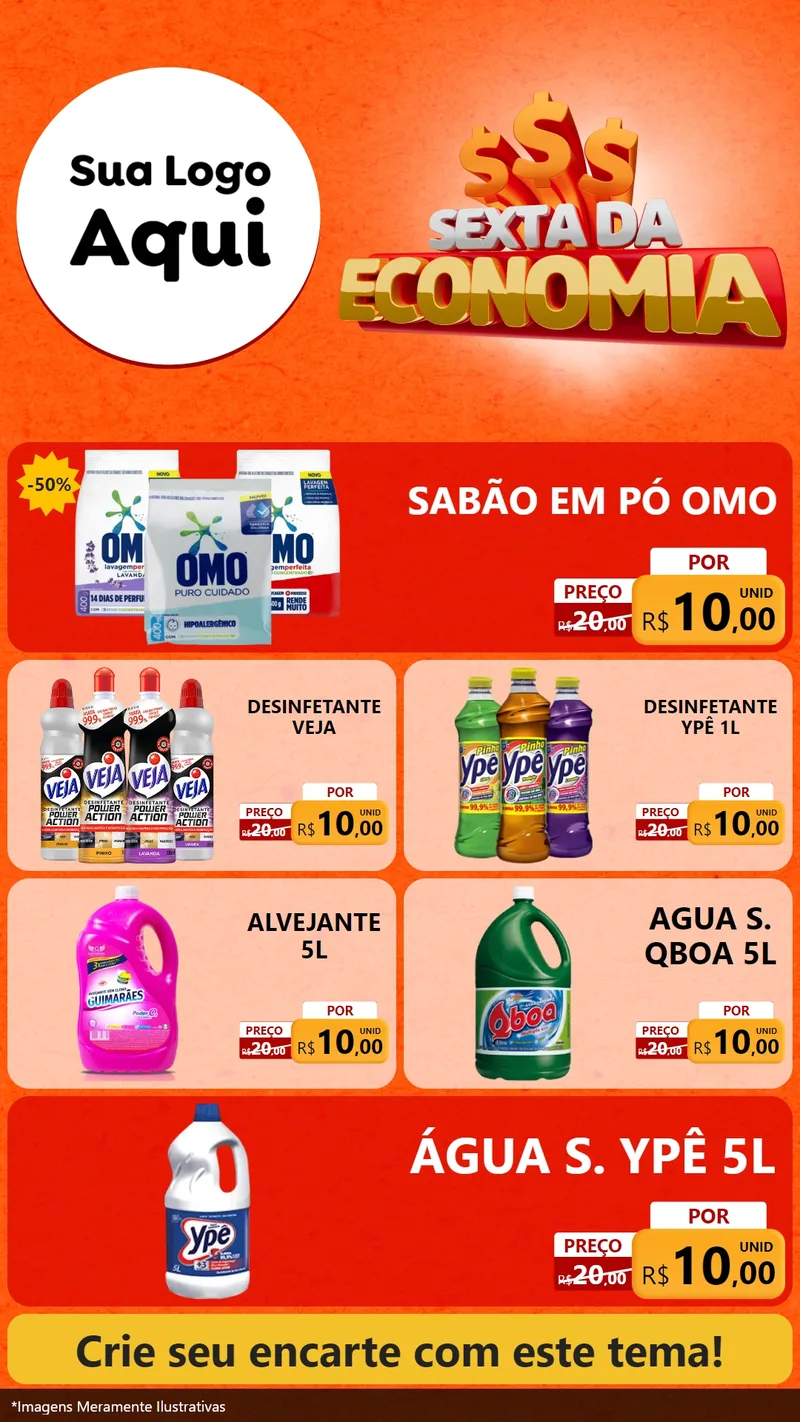 Modelo de TV para TV Vertical com o tema Sexta da Economia para Produtos de Limpeza