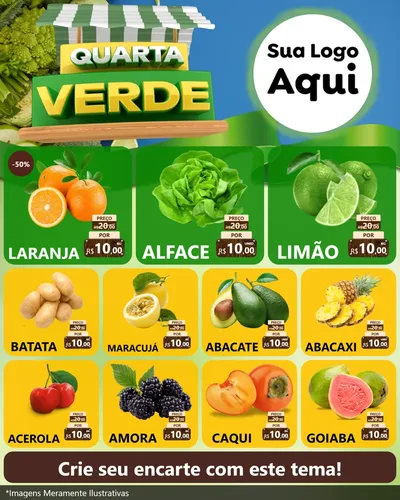 Modelo de Rede Social para Feed Instagram com o tema Quarta Verde para Hortifrúti