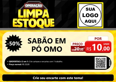 Modelo de Cartaz para Cartaz A4 Horizontal com o tema Operação Limpa Estoque para Produtos de Limpeza