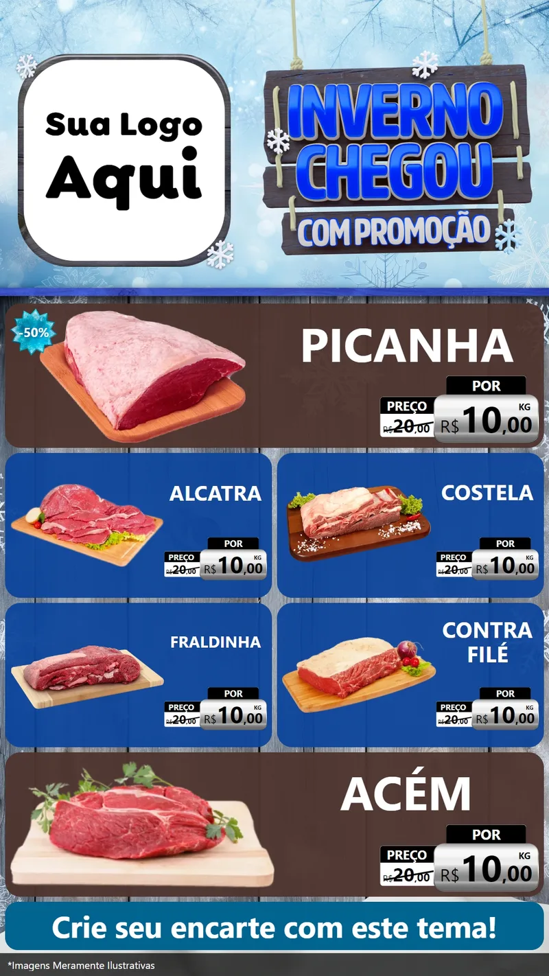 Modelo de TV para TV Vertical com o tema Inverno Chegou Com Promoção para Açougue
