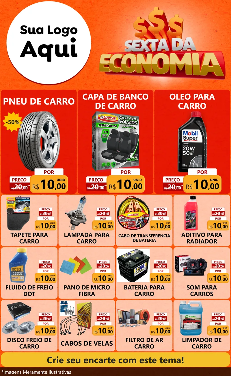 Modelo de Encarte para Encarte Grande com o tema Sexta da Economia para Auto peças