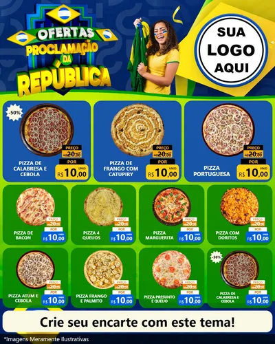 Modelo de Rede Social para Feed Instagram com o tema Ofertas Proclamação da República para Pizzaria