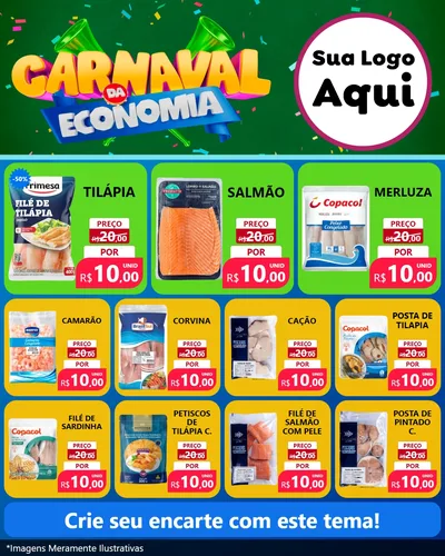 Modelo de Rede Social para Feed Instagram com o tema Carnaval da Economia para Peixaria