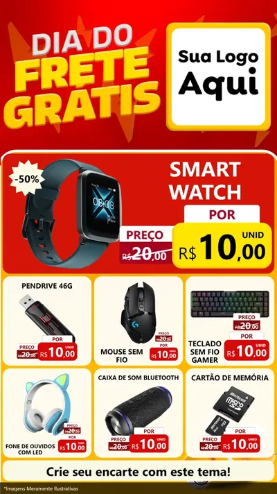 Modelo de Rede Social para Stories com o tema Dia do Frete Grátis para Informática