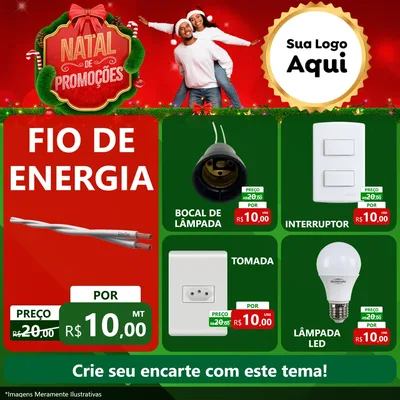Modelo de Rede Social para Feed Facebook com o tema Natal de Promoções para Materiais Elétricos