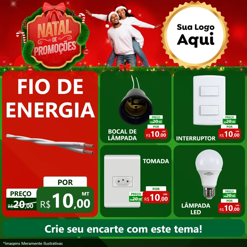 Modelo de Rede Social para Feed Facebook com o tema Natal de Promoções para Materiais Elétricos